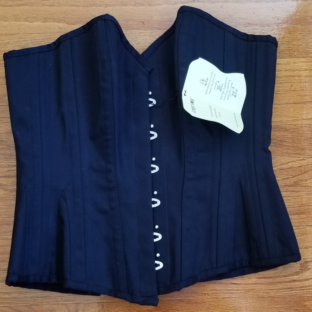 Black cotton twill 26" corset